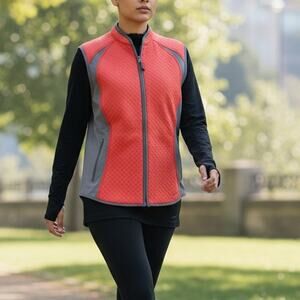 NWOT Nike Golf Sphere Thermal Vest Woman L Full zip Sleeveless Red Gray Swoosh